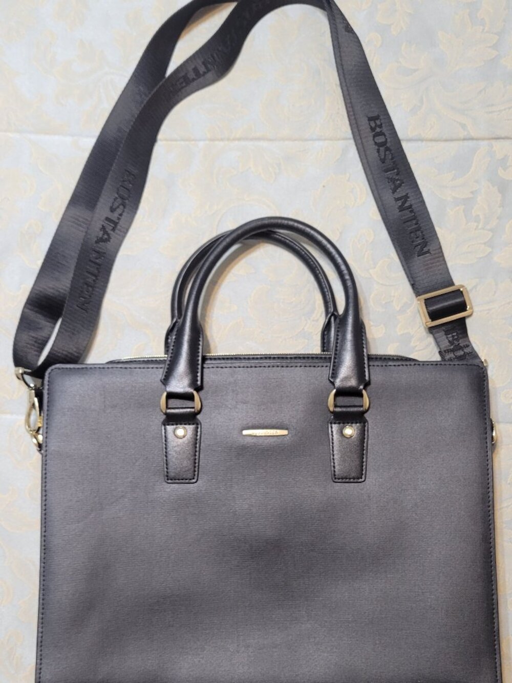 BOSTANTEN Leather Nylon Briefcase Laptop Bag with Sholder Strap 15 " x 12"